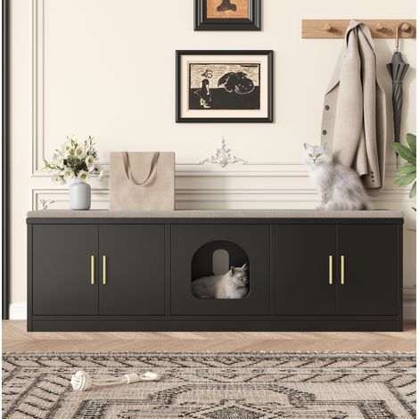 Cadre de lit 120x200 cm métal noir avec tête de lit rangement - sans matelas - CHICFURN (1/5)