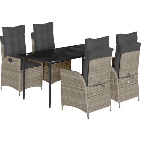 Maison Exclusive - Set comedor de jardín 5 pzas cojines ratán sin (1/5)