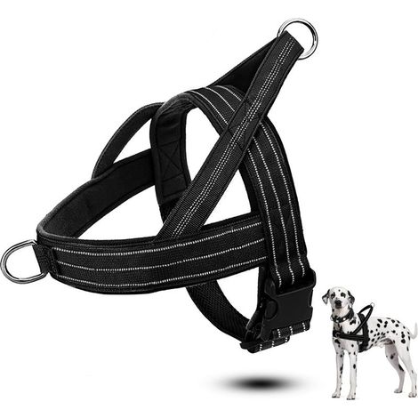 Harnais pour chien, harnais anti-traction, colliers, harnais et laisses pour chiens, réglables, réfléchissants et respirants pour chiens moyens et grands (M)