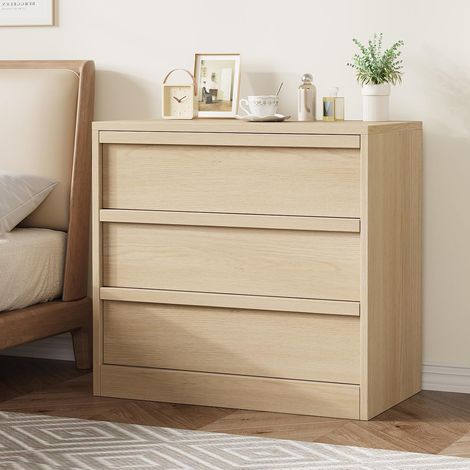 Commode 3 Tiroirs Pour Salle à Manger, Grand Meuble De Rangement En Bois, Buffet De Cuisine Avec Grande Capacité, Table De Chevet Polyvalente, Armoire De Rangement Avec Dispositif Anti-Basculement (1/5)