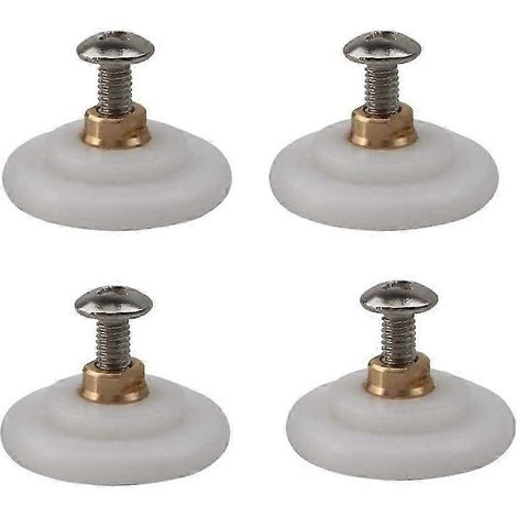 Lot de 4 roulettes de rechange pour porte de douche coulissante en verre, diamètre 26 mm, en nylon et cuivre. (1/4)