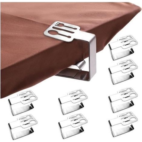 8-teiliges Tischdeckenclip-Set – Tischdeckenclips aus Edelstahl – Tischdeckenclips für Küche, Picknick, Camping, Partys, zum Beschweren von Tischdecken (1/4)