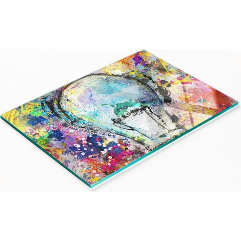 Tabla de servir de cocina de vidrio templado con gráfico de bombilla, 80x52 cm (1/5)
