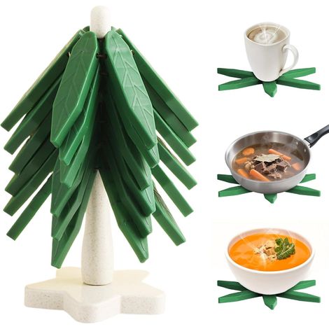 Sapin De Noël Dessous-De-Plat sous-Verres Antidérapants Résistants À La  Dessous-De-Plat Modernes En Forme De Sapin Pour Plats Chauds Pour Casserole Poêle Bol Assiette Boissons Cuisine Ta (1/5)