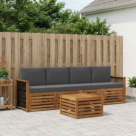 vidaXL Outdoor-Sofagarnitur mit Kissen 5 pcs Natur und Anthrazit (1/5)