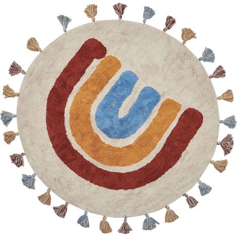 Tappeto rotondo per bambini in cotone con frange ø 120 cm multicolore Yagci