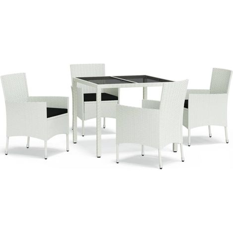 Maison Exclusive - Set da Pranzo da Giardino 5 pz con Cuscini in Polyrattan Bianco (1/5)