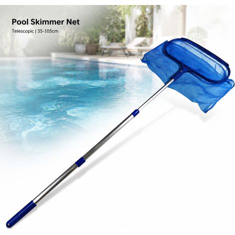 Épuisette de Piscine Télescopique Aluminium 35-105cm Maille Fine Sac Profond Plastique Épais Nettoyage Feuilles Spa (1/5)