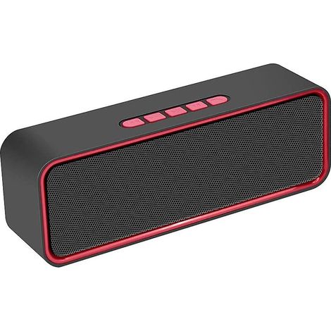 Enceinte portable sans fil Bluetooth 5.0 rouge avec son stéréo 3D HiFi et basses profondes, batterie de 1500 mAh et 12 heures d'autonomie. (1/5)