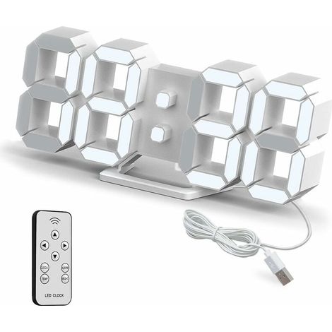 YMYNY 3D LED Digital Wanduhr Kleiner Wecker Fernbedienung 25,2 cm 12/24 Stunden Temperatur Datumsanzeige Zeitspeicher Schlummerfunktion Nachtlicht Einstellbare Helligkeit Küche Büro Wohnzimmer (1/4)