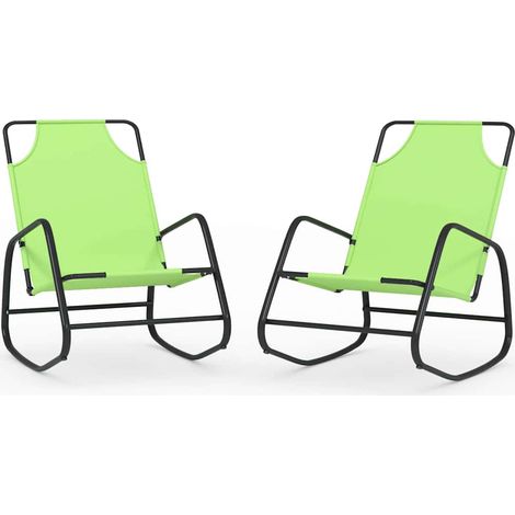 Lot de 2 Chaises longue Chaises à bascule, Fauteuils Relax, pour Jardin Balcon Camping, Vert Acier et textilène OIB3326E (1/4)