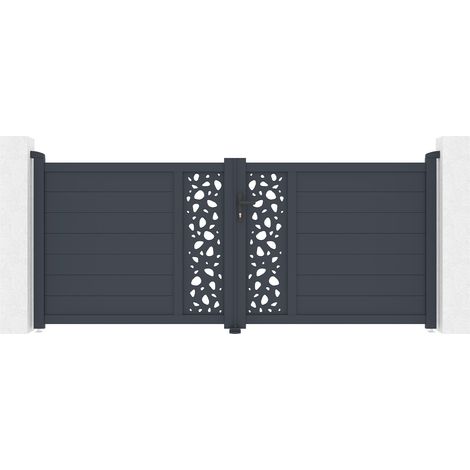 Portail battant 3m SUNNY H.120 aluminium gris (1/5)
