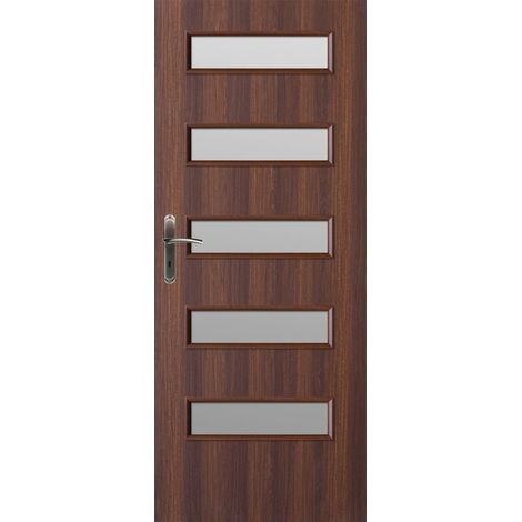 Porte d'intérieur vitrée ARIZONA rustique en plusieurs dimensions - Poussant: Droit - Largeur porte: 80 cm