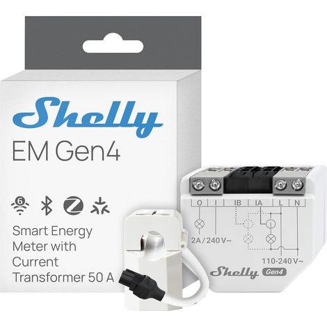 SHELLY - Shelly EM Gen4 - misuratore di energia smart con pinza 50A inclusa (1/5)
