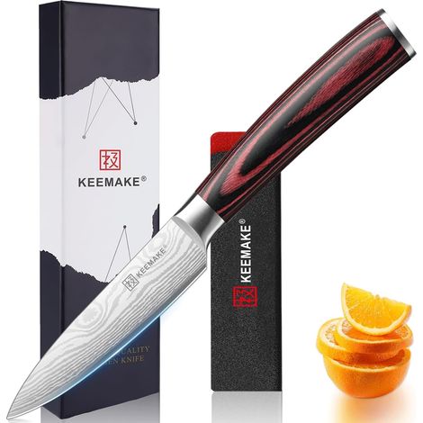 Couteau Cuisine d'Office 9 cm  Couteau de Cuisine avec Fourreau de Lame, Couteaux en Acier Inoxydable pour Éplucher et Découper Fruit (1/5)