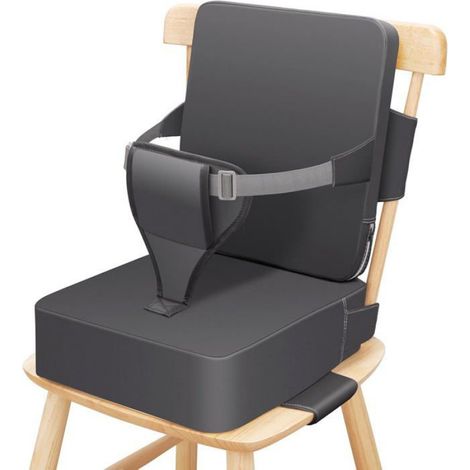 Rehausseur Chaise Enfant PU Lavable RéHausseurs Antidérapant avec Dossier et Sangles de Sécurité Réglables en 3 points, Portable