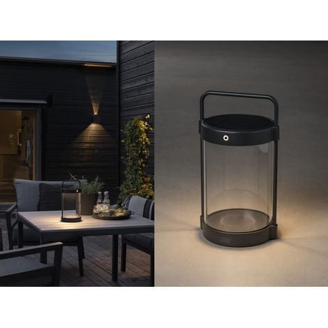 Akku Tischleuchte CROTONE per Solar & USB aufladbar, Schwarz Höhe 30cm (1/5)