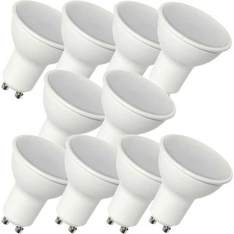 Lampesecoenergie – Lot de 10 ampoules LED GU10 dimmables – 480 lumens blanc neutre 4000K – 6W compatible variateurs – Angle de faisceau 120°