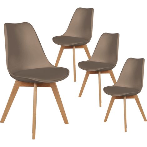 MEDALINE - Lot de 4 Chaises Scandinaves Taupe (1/5)