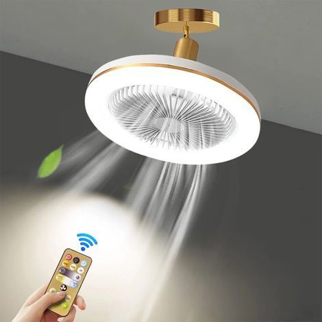 Leiser Deckenventilator mit Fassung – Deckenventilator zum Einschrauben, Leuchte mit Ventilator und Fernbedienung, ideal fürs Badezimmer (1/5)