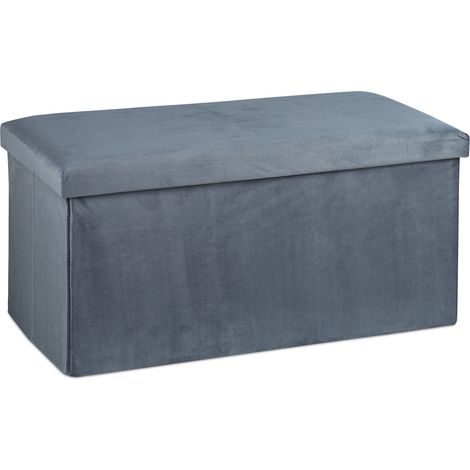 Panca pieghevole con contenitore portaoggetti soggiorno camera da letto 77 x 39 x 38 cm seduta imbottita design elegante in MDF grigio 130011178