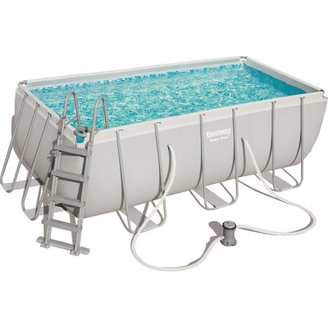 Bestway – Piscine tubulaire rectangulaire 412x201x122 cm – Volume 8124 L – Structure métal galvanisé – Liner triple couche – 56456 (1/5)
