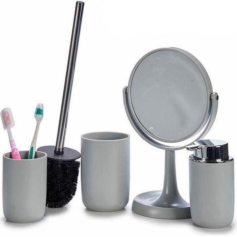 Juego de regalo de accesorios de baño: cepillo de baño, espejo, taza y jabonera. (1/4)