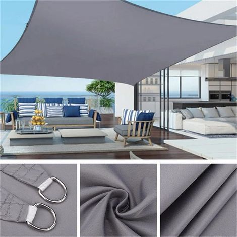 Voile d'ombrage 3x5M imperméable – Tissu polyester anti-UV 98% – Pour jardin, balcon, camping – Anneaux en D en acier inoxydable (1/5)