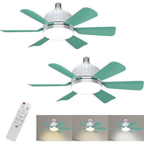 Ventilateur de plafond lumineux, 3 vitesses, Minuterie 2/4 heures, Sans socle, télécommande, Éclairage tricolore 46 cm, Lot de 2 (1/5)