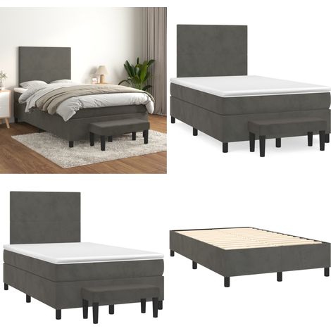 Sommier à lattes de lit et matelas Gris foncé 120x200cm Velours - Lit Plateforme - Lit Velours - Lit Design - Lit Double - Literie - Home & Living (1/5)