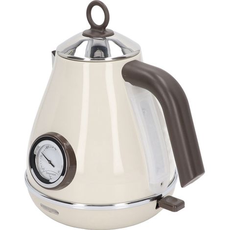 Bouilloire électrique avec affichage de la température, style rétro, base pivotante à 360°, prise européenne 220-240 V, blanche. (1/5)