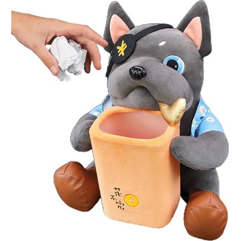 Boîte à mouchoirs pour la poubelle de voiture pour chien – Jolie boîte à mouchoirs pour voiture, porte-mouchoirs pour chien, 2 en 1 Poubelle, boîte à mouchoirs de voiture, accoudoir en peluche (1/5)