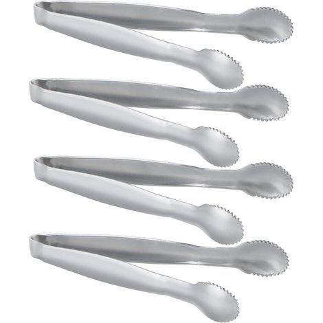 Set of 4 mini sugar tongs made of 10cm thick stainless steel. Thicker food tongs. - AquaForge (1/4)