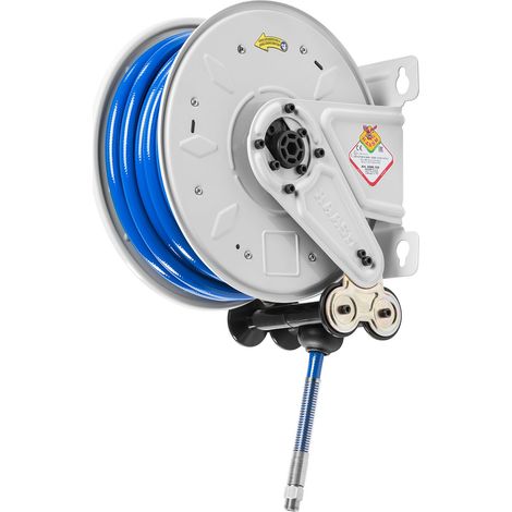 Enrouleur air et eau 20 m Ø G 3/8 (m) 20 bars Acier peint avec enroulement automatique et support mural fixe Raasm RA.8378.103