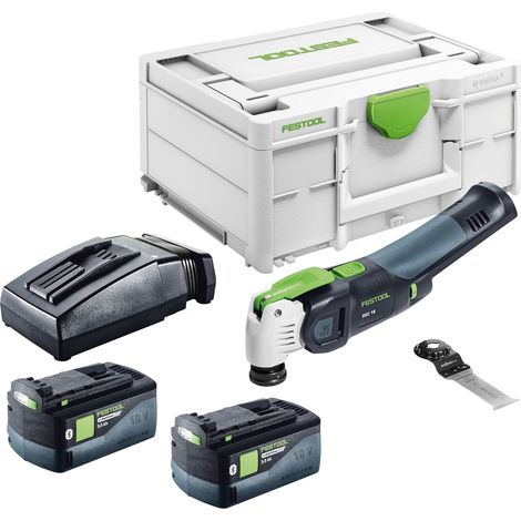Festool OSC 18 E-Basic Oscillatore a batteria 18 V Starlock Max Brushless + 2x batteria 5,0 Ah + caricabatterie + Systainer (1/5)