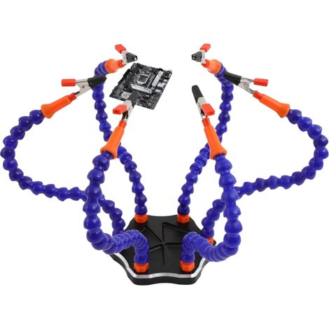 Herramienta de soldadura, diseño de seis brazos, clips giratorios de 360°, azul. (1/2)