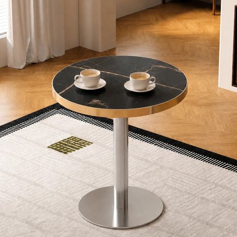 Mesa auxiliar redonda 60 x 73,7 cm con efecto mármol, negro/oro HAVRYA (1/5)