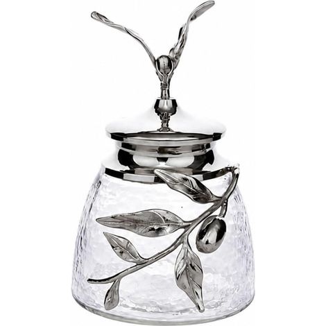 Glass Jewelry Box with Cover Silver, Recent Branch-Shaped Storage, Versatile, for Shelf, Console, S (1/5)
