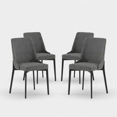 Set 4 sedie imbottite in tessuto easy-clean Charm - Grigio Scuro (1/5)