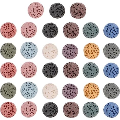 Perles de Diffuseur en Pierre Volcanique: 33 Pièces Diffuseurs Huiles Essentielles Pierre Parfum Longue Durée pour Voiture,Bureau Et Chambre,10 mm (1/5)