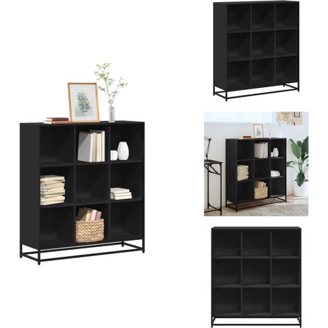Bibliothèque noir 97,5x33x107,5 cm bois d'ingénierie et métal - Bibliothèque - Bibliothèques - Étagère À Livres - Armoire De Rangement (1/5)