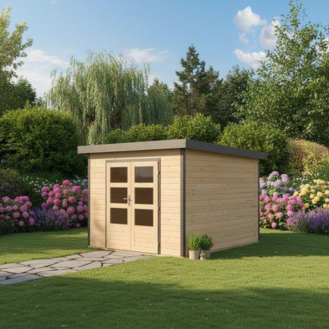 Abri Jardin Bois-Métal 7,34m² Pluto Karibu Epicéa Anthracite (1/5)