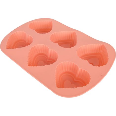 Herzförmige Silikonform mit 6 Mulden für Schokolade, Kuchen, handgemachte Seife und Süßigkeiten (1/5)