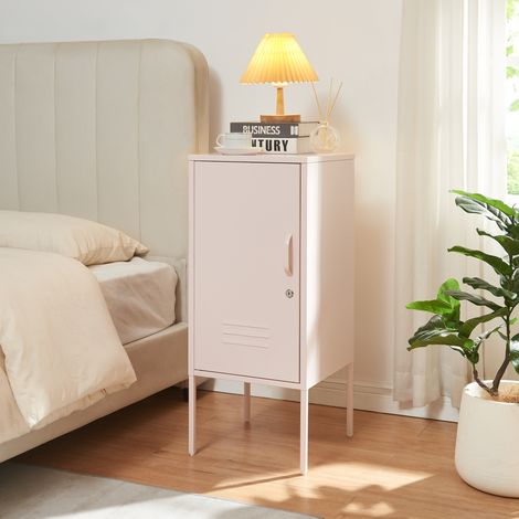 Nachtschrank Hausjärvi 82x35x35 cm Stahl Rosa [en.casa]