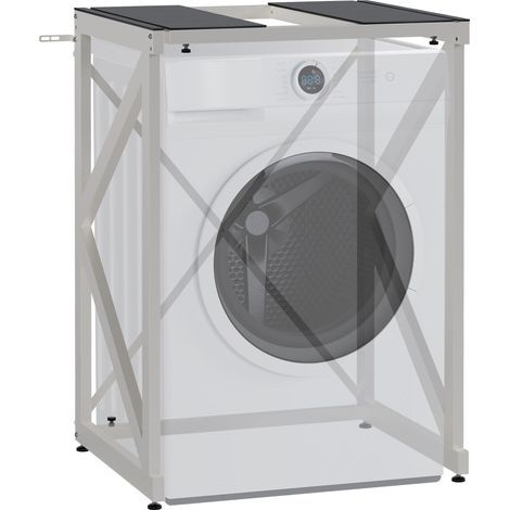 Estante ajustable para lavadora y secadora – soporte metálico blanco 300 kg 100008368