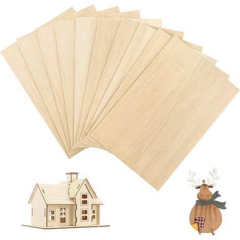 10 Pièces Contreplaqué Bois pour Le Bricolage, 300 x 200 x 1,5 mm Plaques de Contreplaqué Non Traité Feuille de Bois pour Avions, Bois, Projets de Modélisme Naval, Modèles DIY  10 Contreplaqué Bois 30 (1/5)