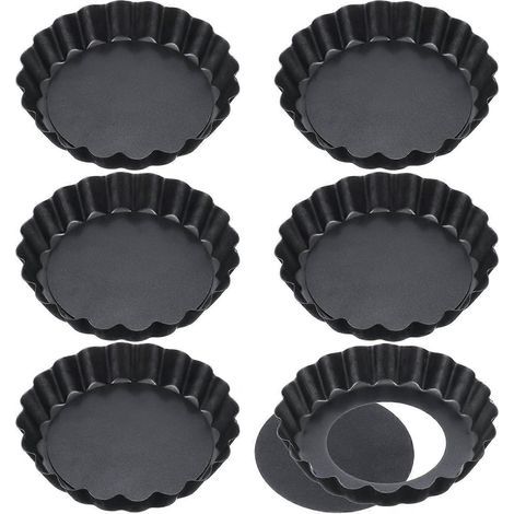 Set of 6 non-stick 10cm quiche tins with removable base, tartlet tins, cheesecake tins, tartlet tins (1/5)