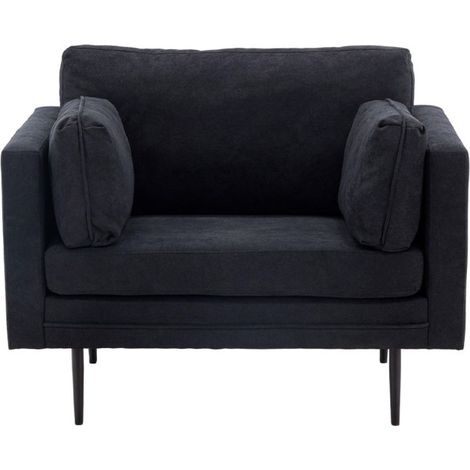 Fauteuil Design en Tissu "Boom" 110cm Noir (1/5)