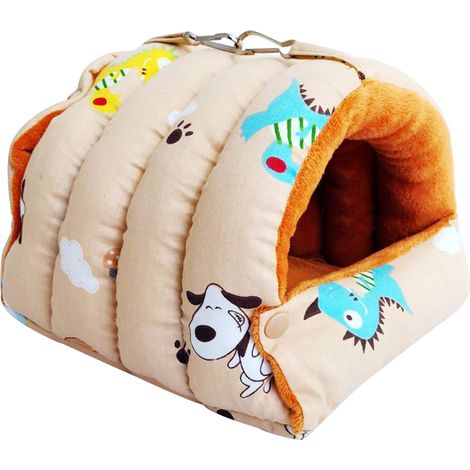 Nid d'oiseau imprimé dessin animé, maisonnette d'hiver douillette, hamac suspendu, cachette pour gerbille, petit perroquet, perruche