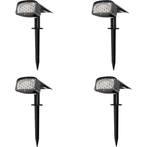 Spot Solaire Extérieur, 34 LEDs Lampe Solaire Extérieure Jardin Etanche, Projecteur Solaire 2-en-1 Installation 3 Modes pour Chemin Patio Allée , 4 pièces- (1/5)